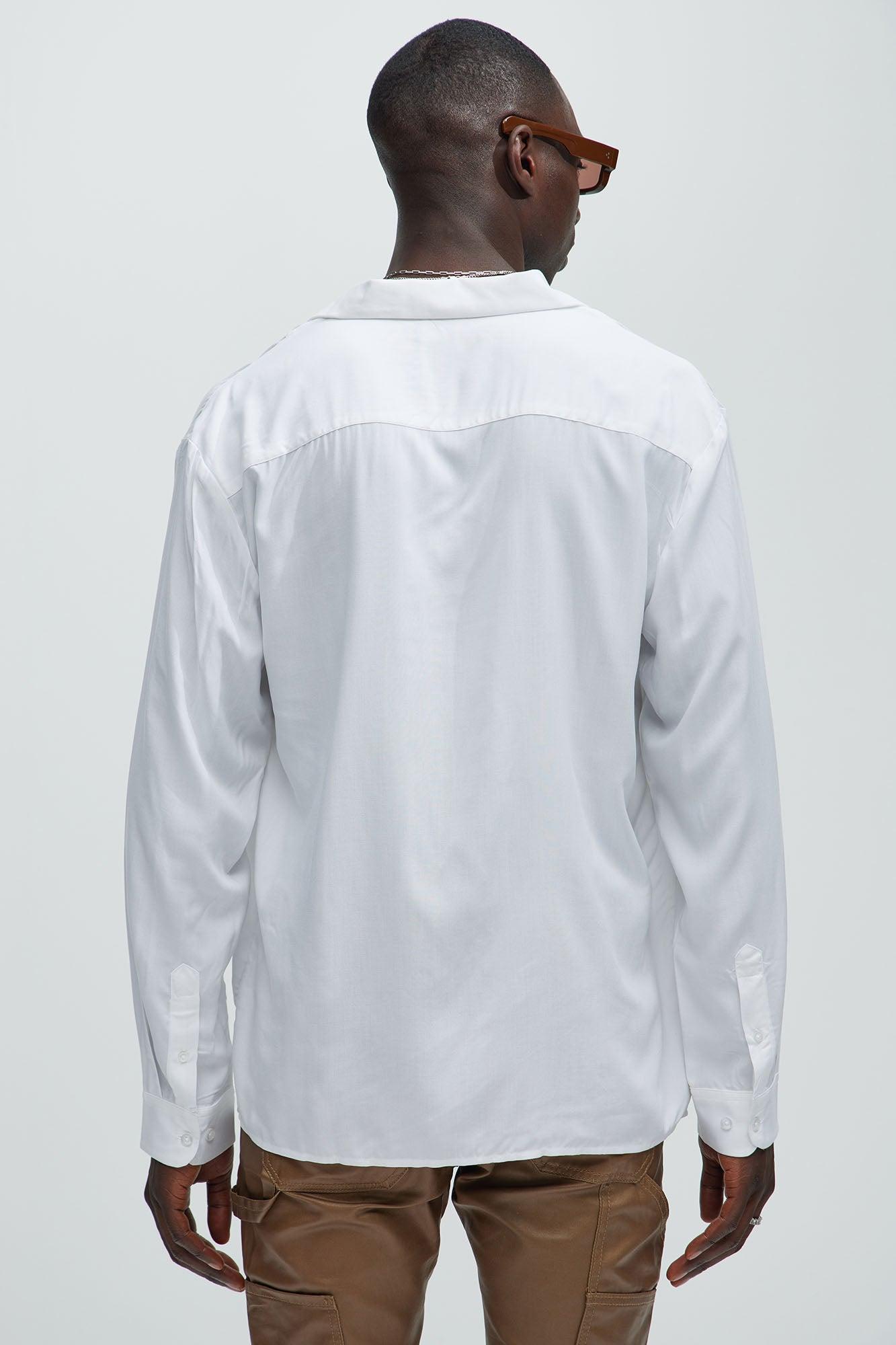 Dawson Relaxed Long Sleeve Button Up Shirt - White Product Image