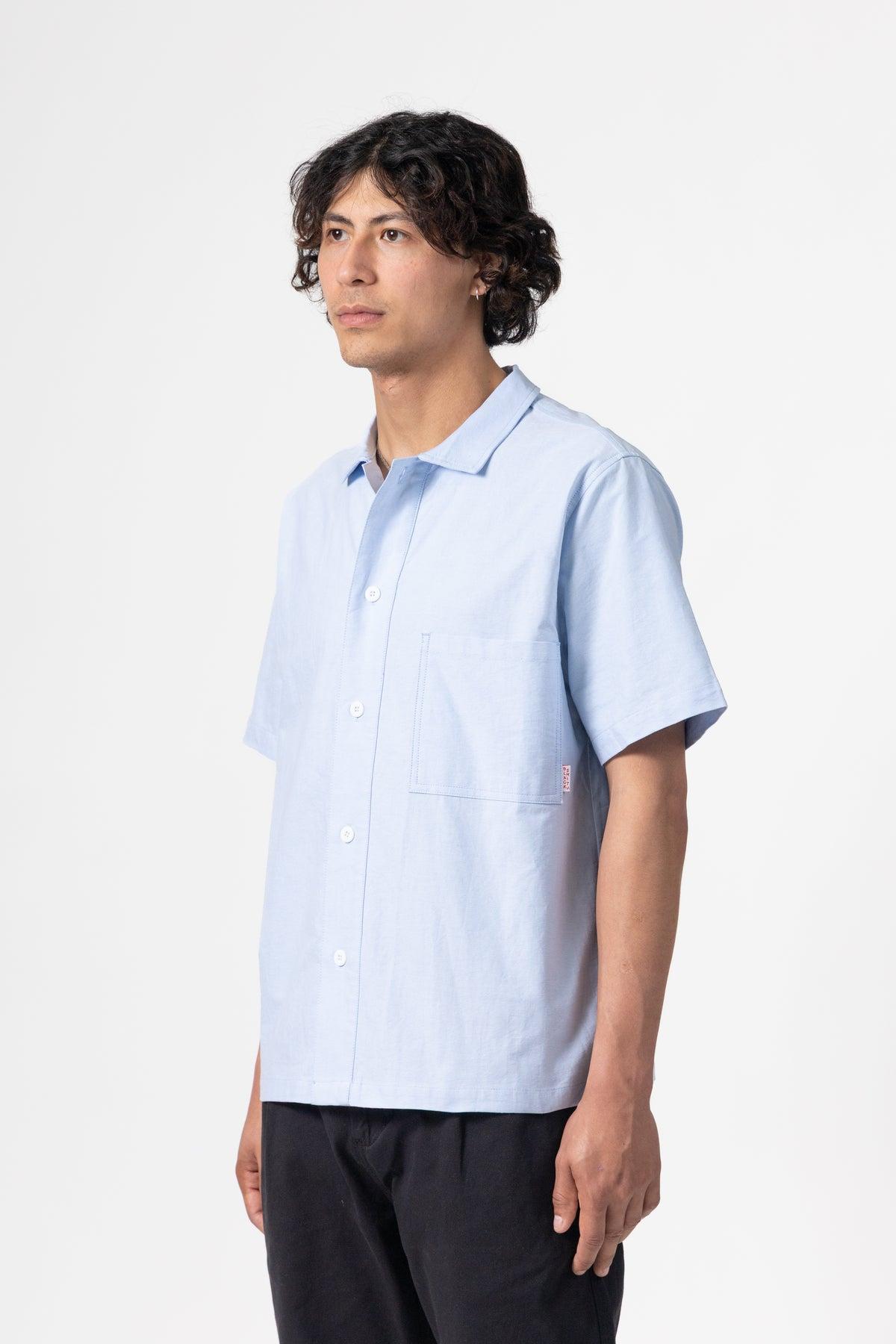 Blacksmith - 'Boxford' Short Sleeve Utility Shirt - Blue Product Image