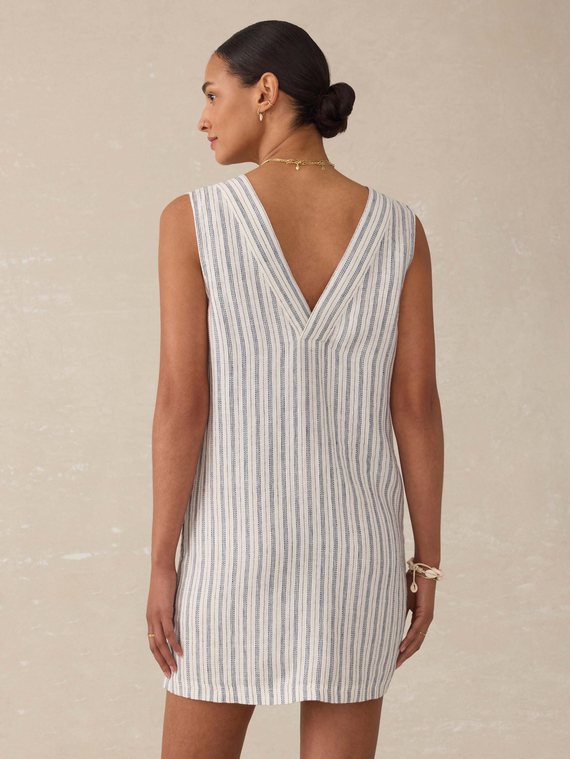 Azure Linen Dress - Oceanside Stripe Female Product Image