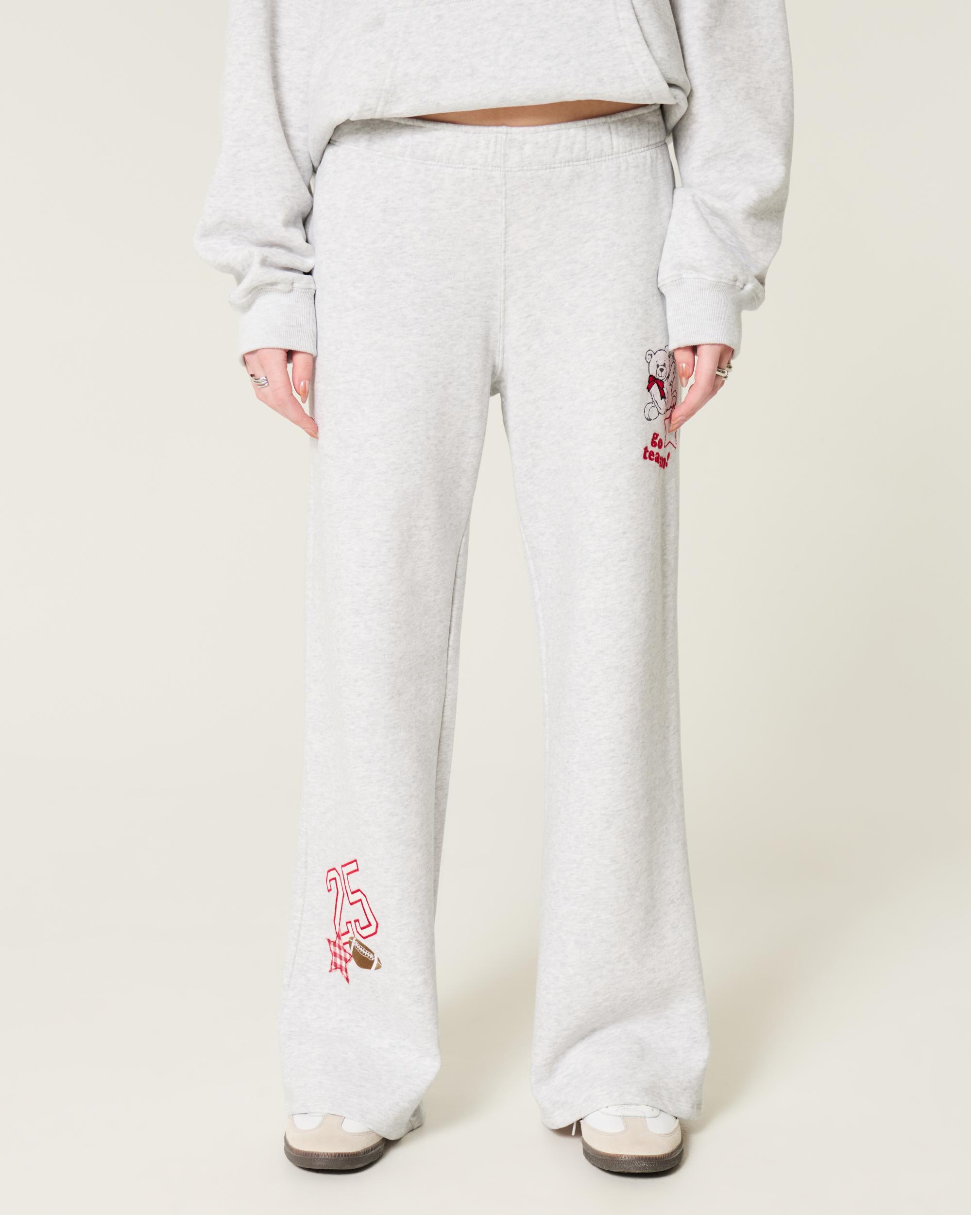 Sporty Graphic Wide-Leg Sweatpants Product Image