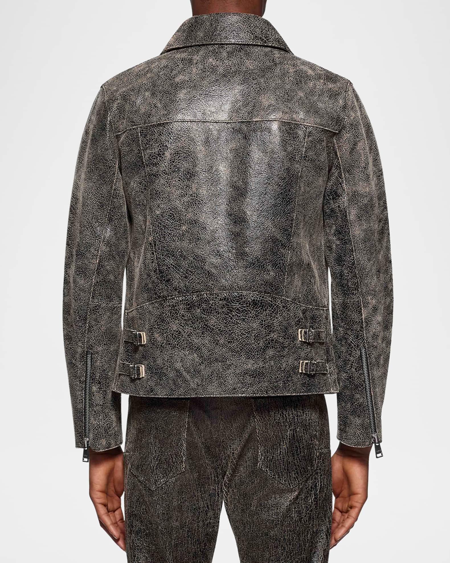 Men's Leather Zip-Front Jacket Product Image