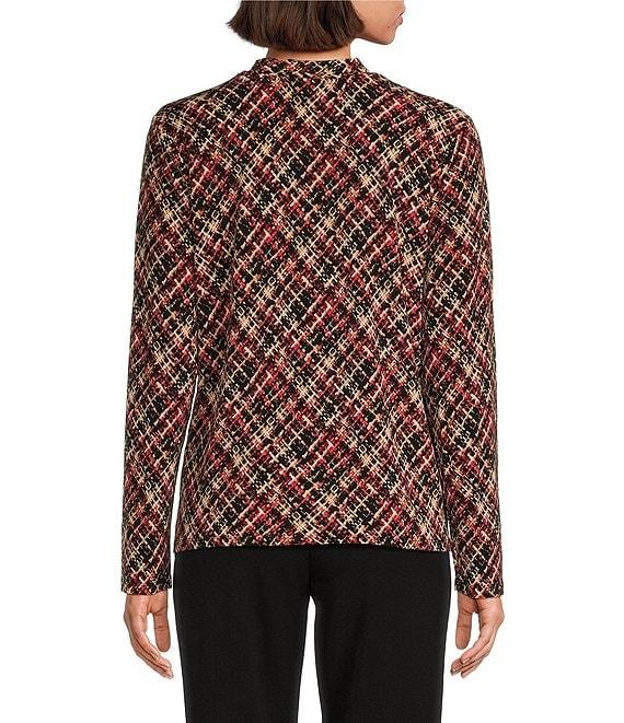 Investments Knit Printed Tweed Long Sleeve Twist Neck Top Product Image