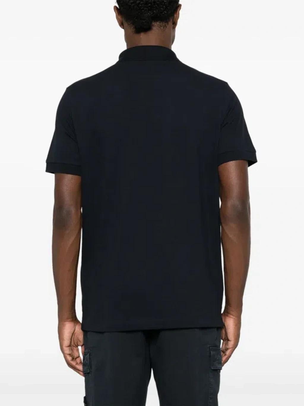 STONE ISLAND Mens Black Brand-patch Regular-fit Stretch-cotton Polo Shirt Xl Product Image