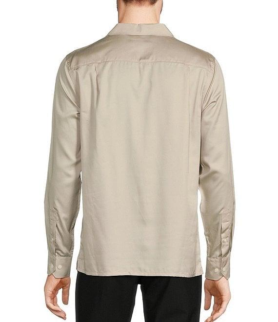 Murano Slim Fit Sateen Solid Long Sleeve Woven Camp Shirt Product Image