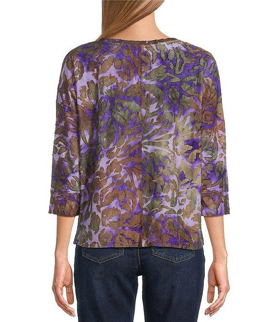 Westbound Notch Collar Printed 3/4 Sleeve Blouse Product Image
