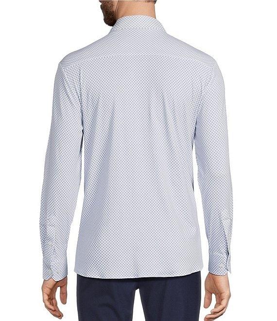 Hart Schaffner Marx State Street Essentials Long Sleeve Geo Print Albini Knit 4Flex Coat Front Shirt Product Image