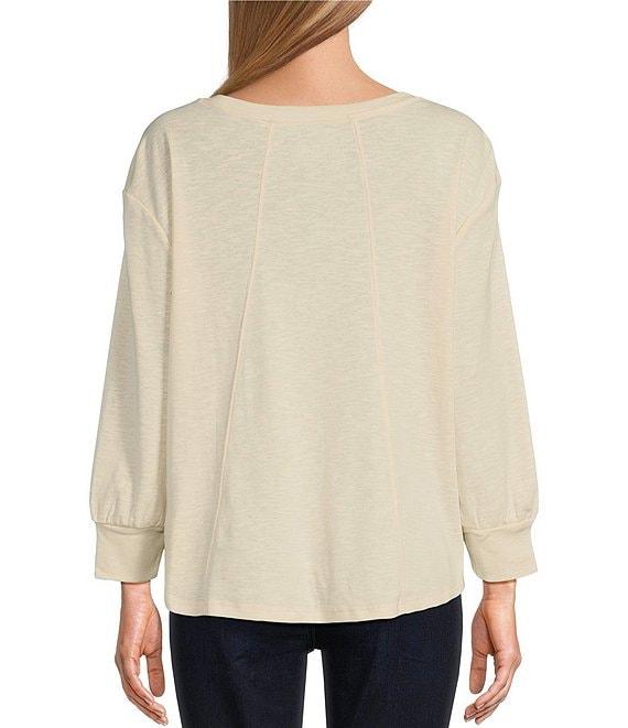 Westbound Long Sleeve Crew Neck Button Shoulder Top Product Image