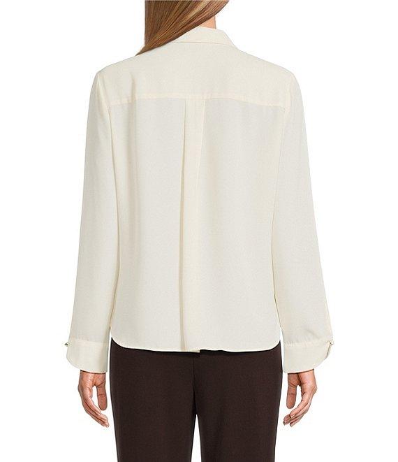 Investments Long Flounce Sleeve Point Collar Neck Top Product Image
