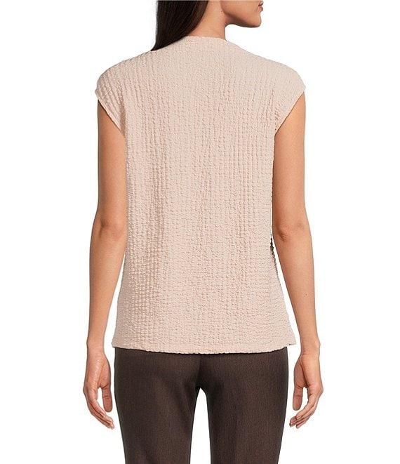 Calvin Klein Texture Knit Mock Neck Sleeveless Top Product Image
