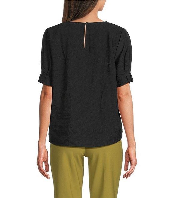 DKNY by Donna Karan Crinkle Roll Short Sleeve Crew Neck Top Product Image