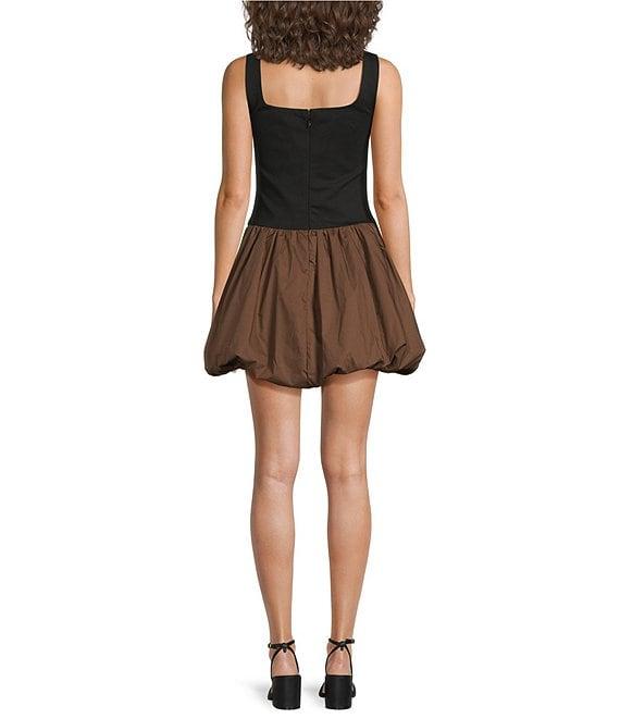 Skies Are Blue Colorblock Square Neck Bubble Hem Drop Waist Mini Dress Product Image