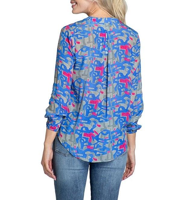 APNY Printed V-Neck 3/4 Sleeve Crossover Top Product Image