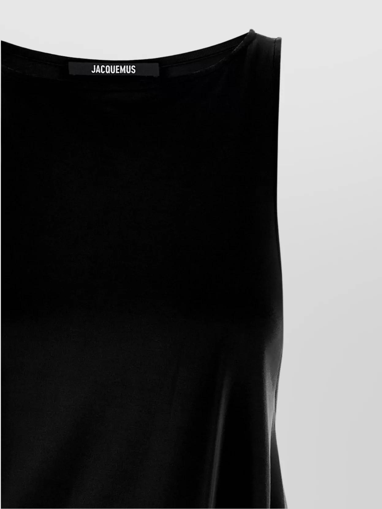 JACQUEMUS Draped Sleeveless Peplum Dress With Asymmetrical Hem In Black Product Image