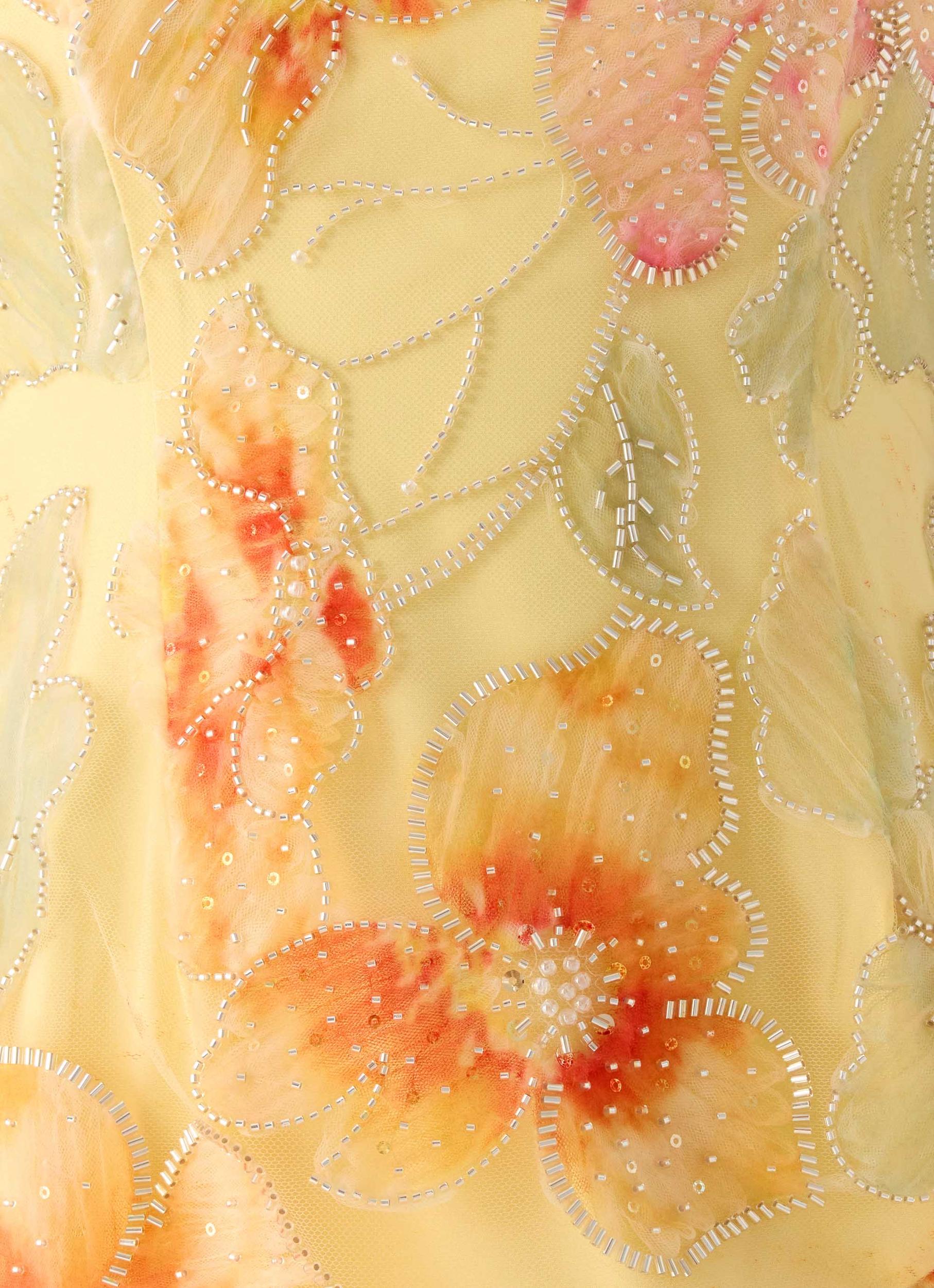 Morning Light Beaded Maxi Dress - Yellow Floral Beaded Product Image