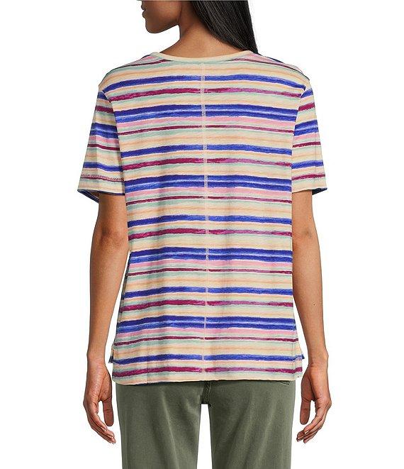 Westbound Coastal Stripe Short Sleeve Crew Neck Top Product Image