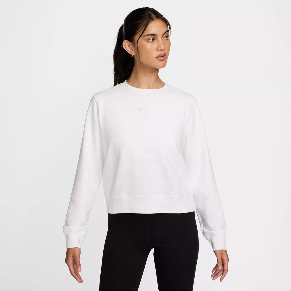 Nike Womens Dri-FIT One Crew-Neck French Terry Sweatshirt | FB5125-091 Product Image
