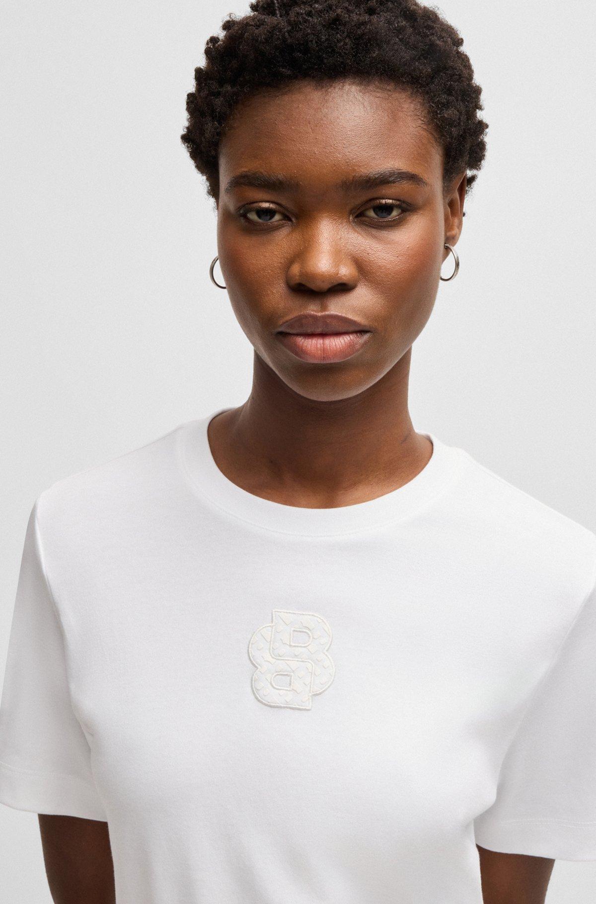 BOSS - Interlock-cotton T-shirt with Double B monogram - White Product Image