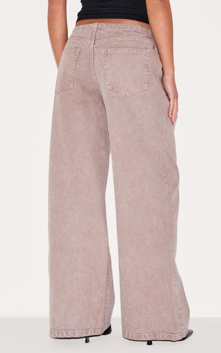 Mushroom Low Rise Tie Waistband Wide Leg Jeans Product Image