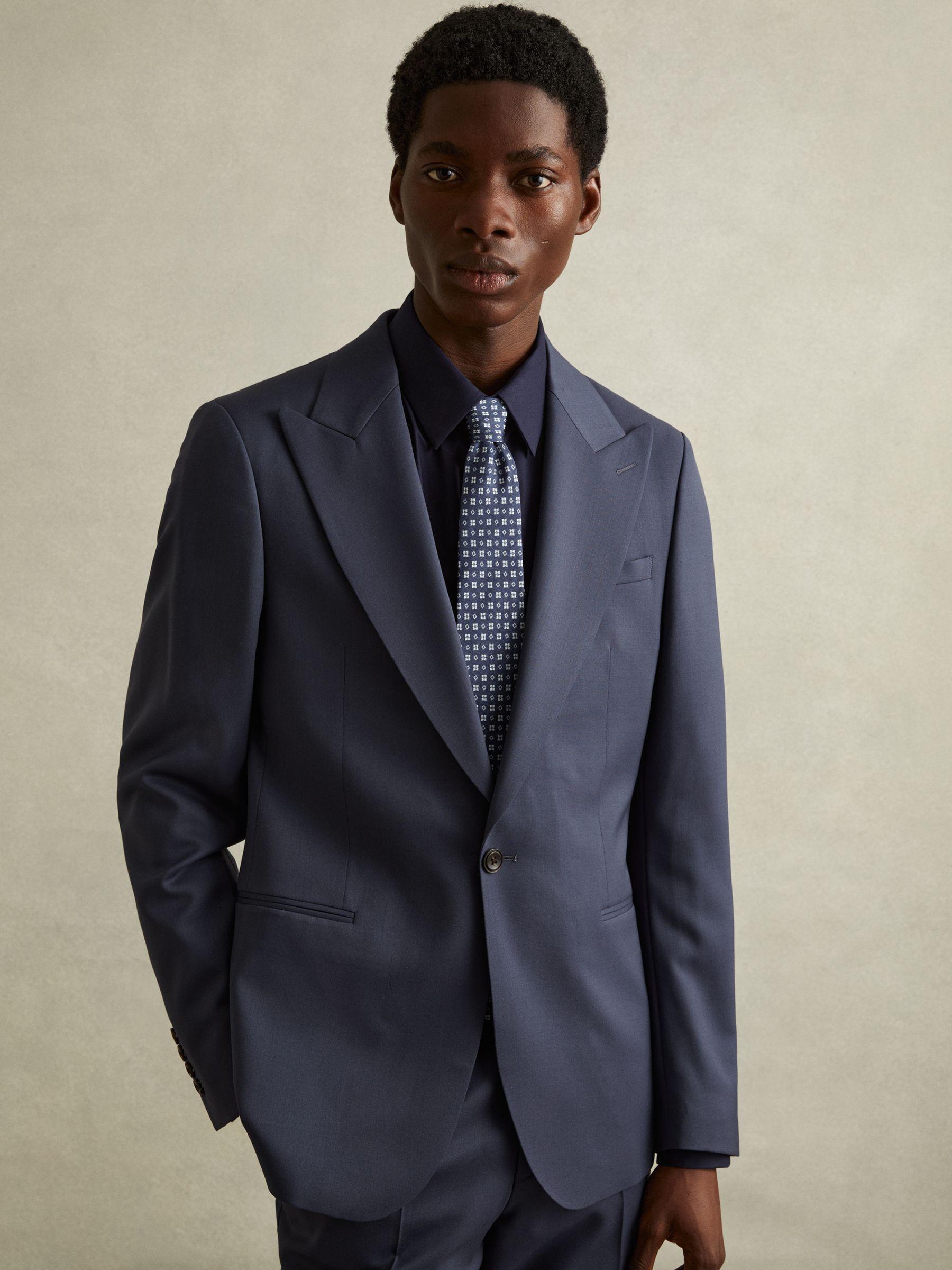 Silk Medallion Print Tie in Navy Product Image