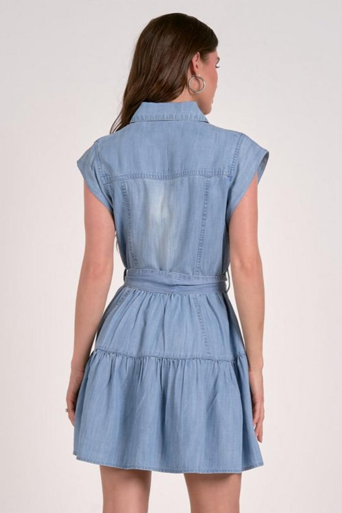Denim Sleeveless Tiered Dress Product Image