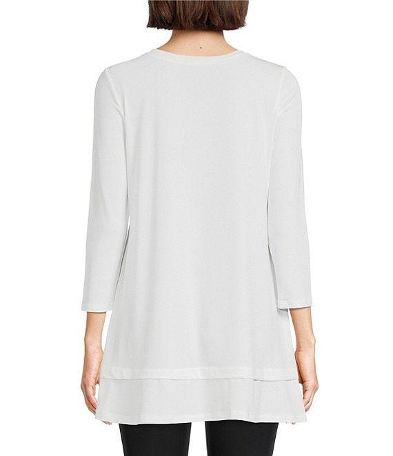 IC Collection Round Neck 3/4 Sleeve Knit Jersey Layered Tunic Product Image