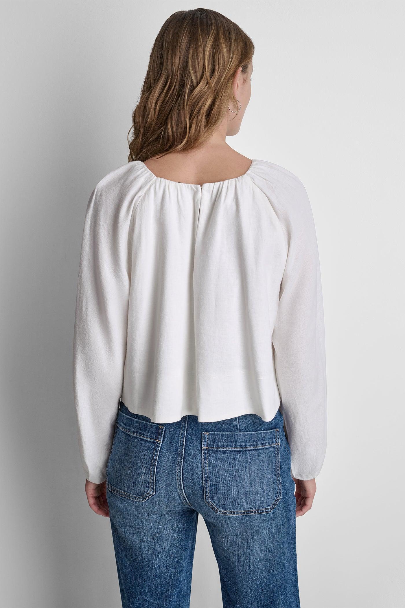 LINEN-BLEND RAGLAN SLEEVE BLOUSE Product Image