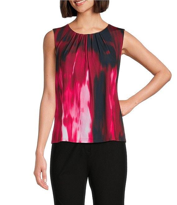 Investments Platinum Suiting Printed Knit Sleeveless Crew Neck Top Product Image