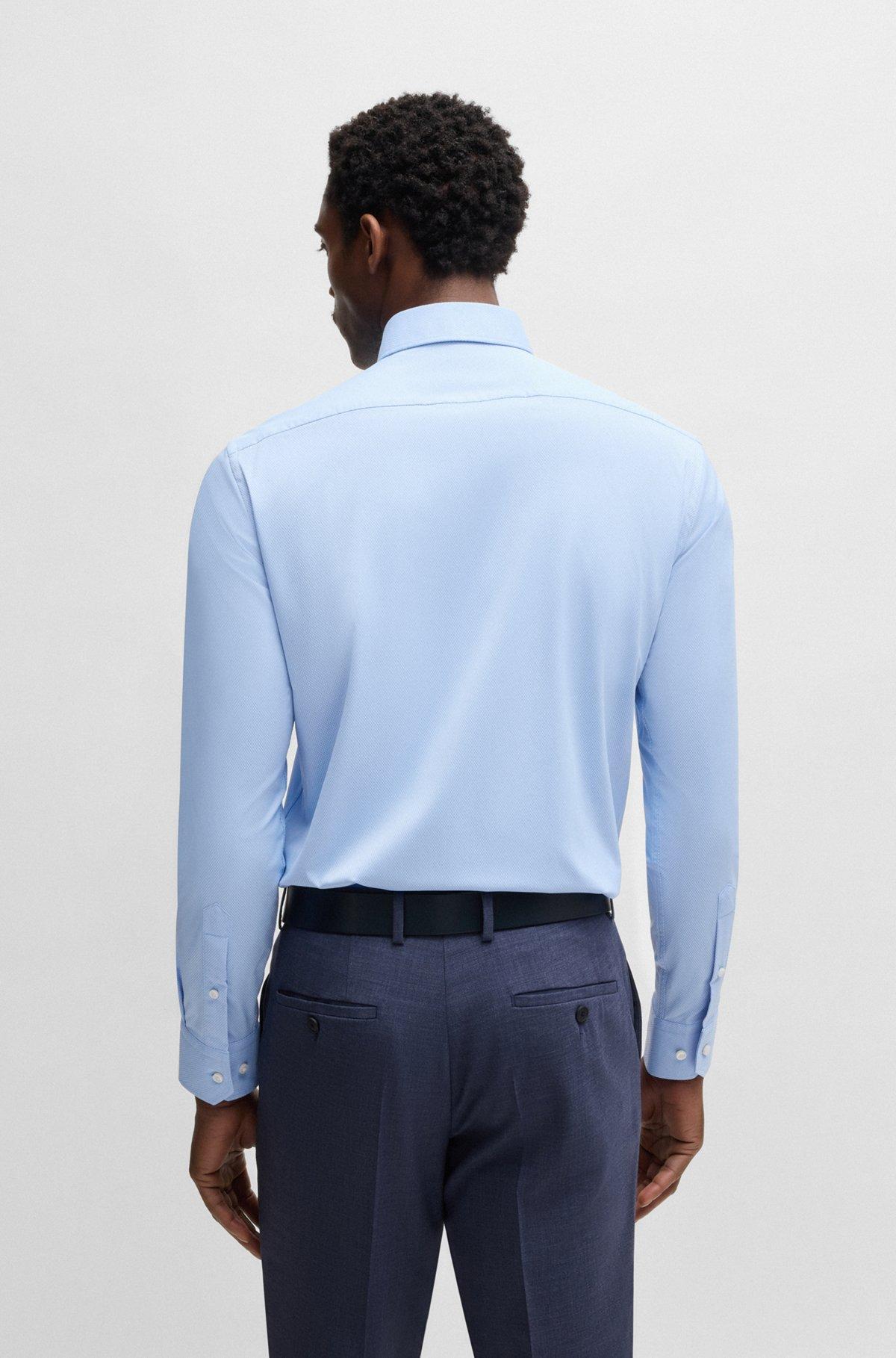 Regular-fit shirt in structured stretch fabric Product Image