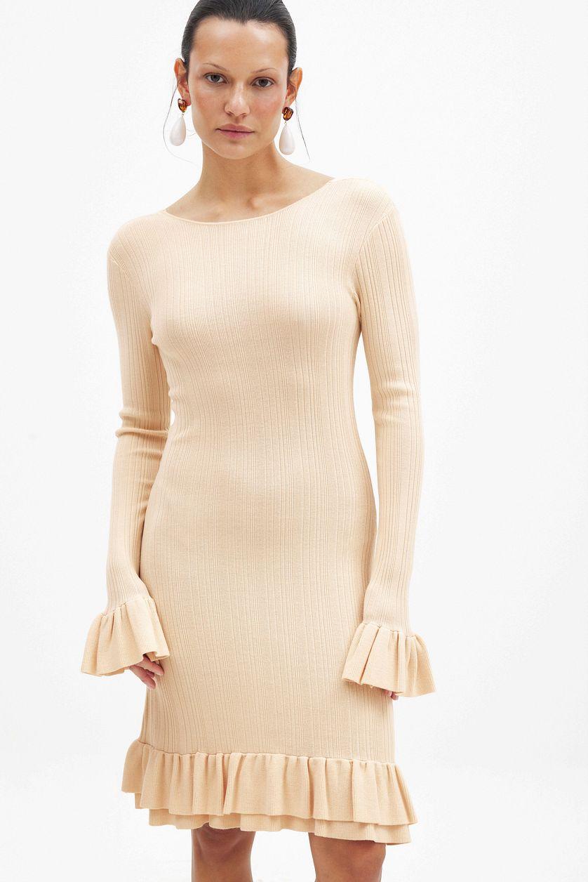 Knitted Frill Detail Mini Dress Product Image