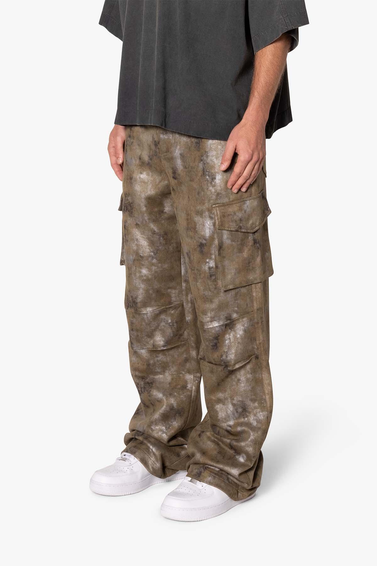 Baggy Dual Tone Sueded Cargo Pants - Olive Product Image