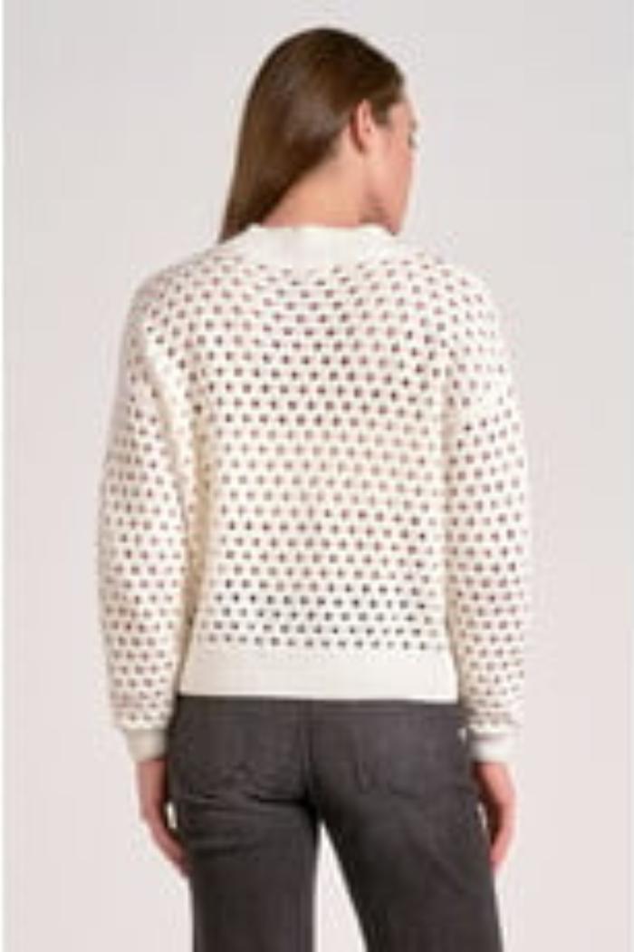 Crochet Mesh Zip Up Cardigan Product Image