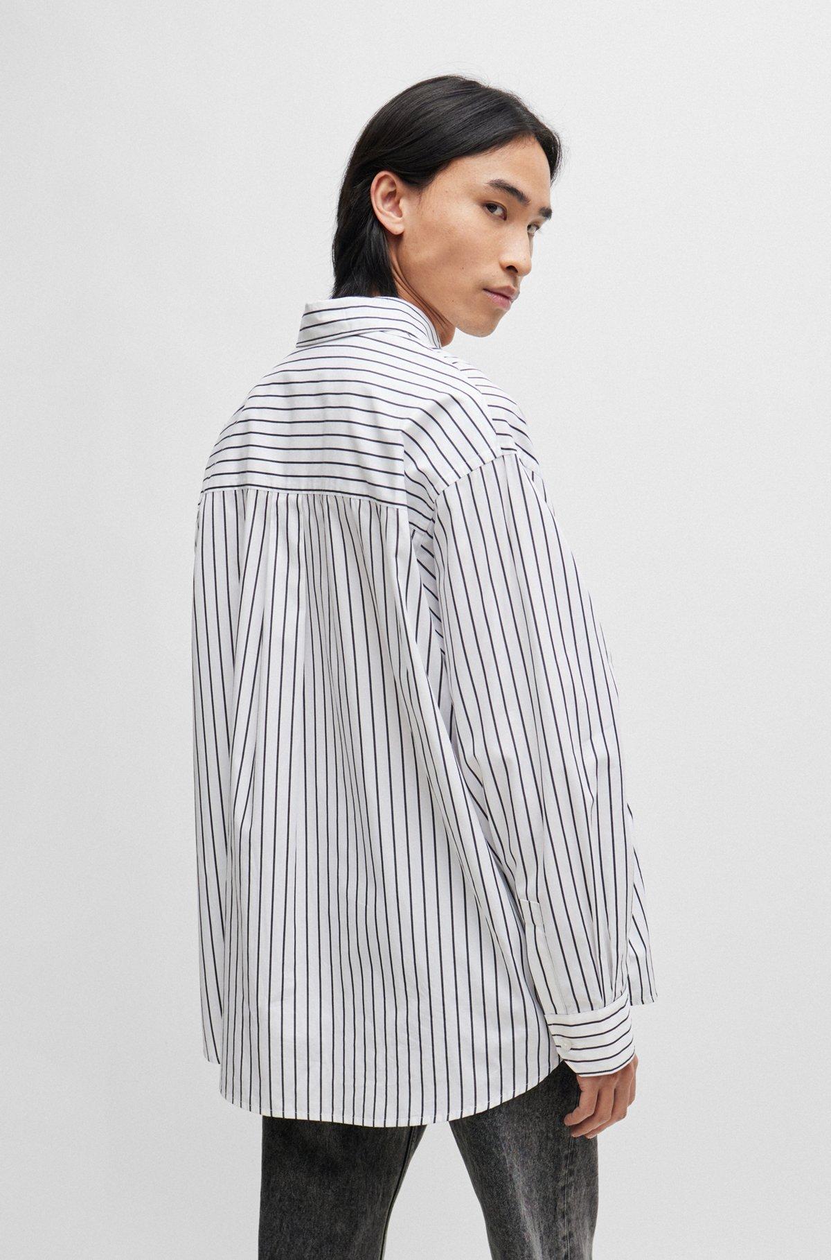 Oversize-fit shirt in striped cotton poplin Product Image