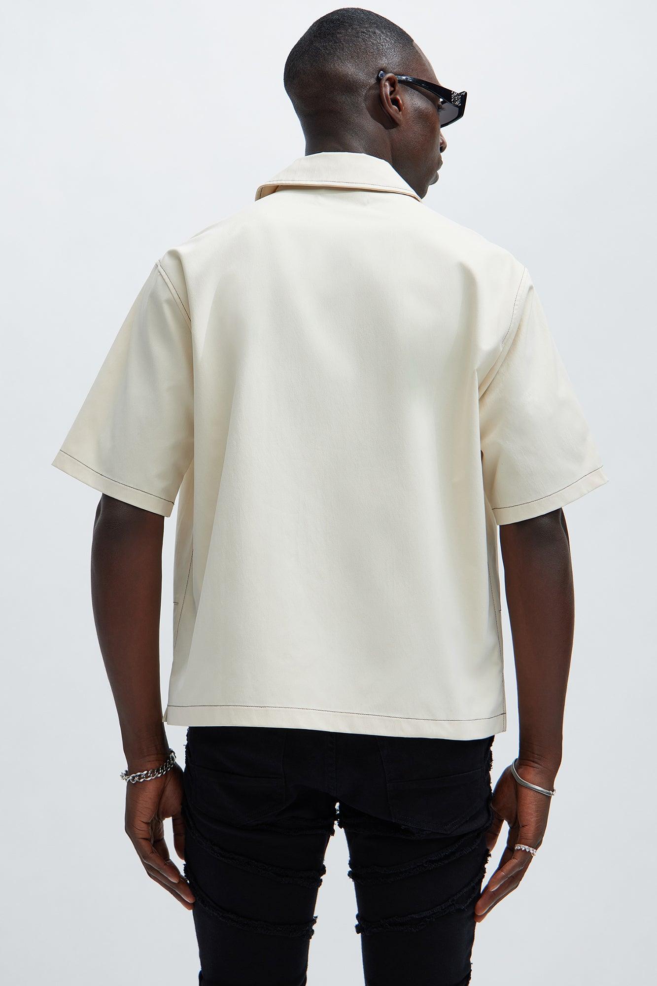 Hudson Contrast Stitching Shirt - Cream Product Image