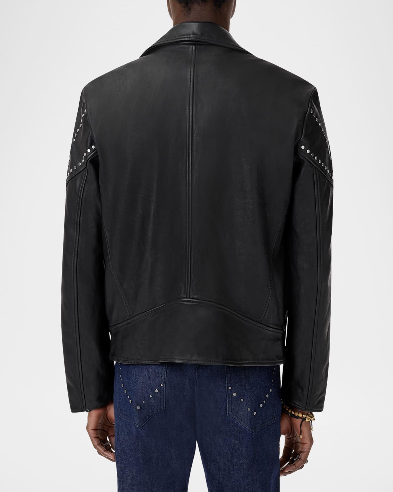 Men's Daniel Studded Leather Biker Jacket Product Image
