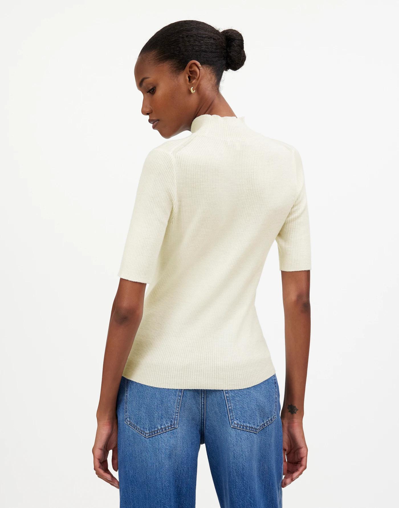 Ribbed Merino Wool Mockneck Sweater Tee Product Image