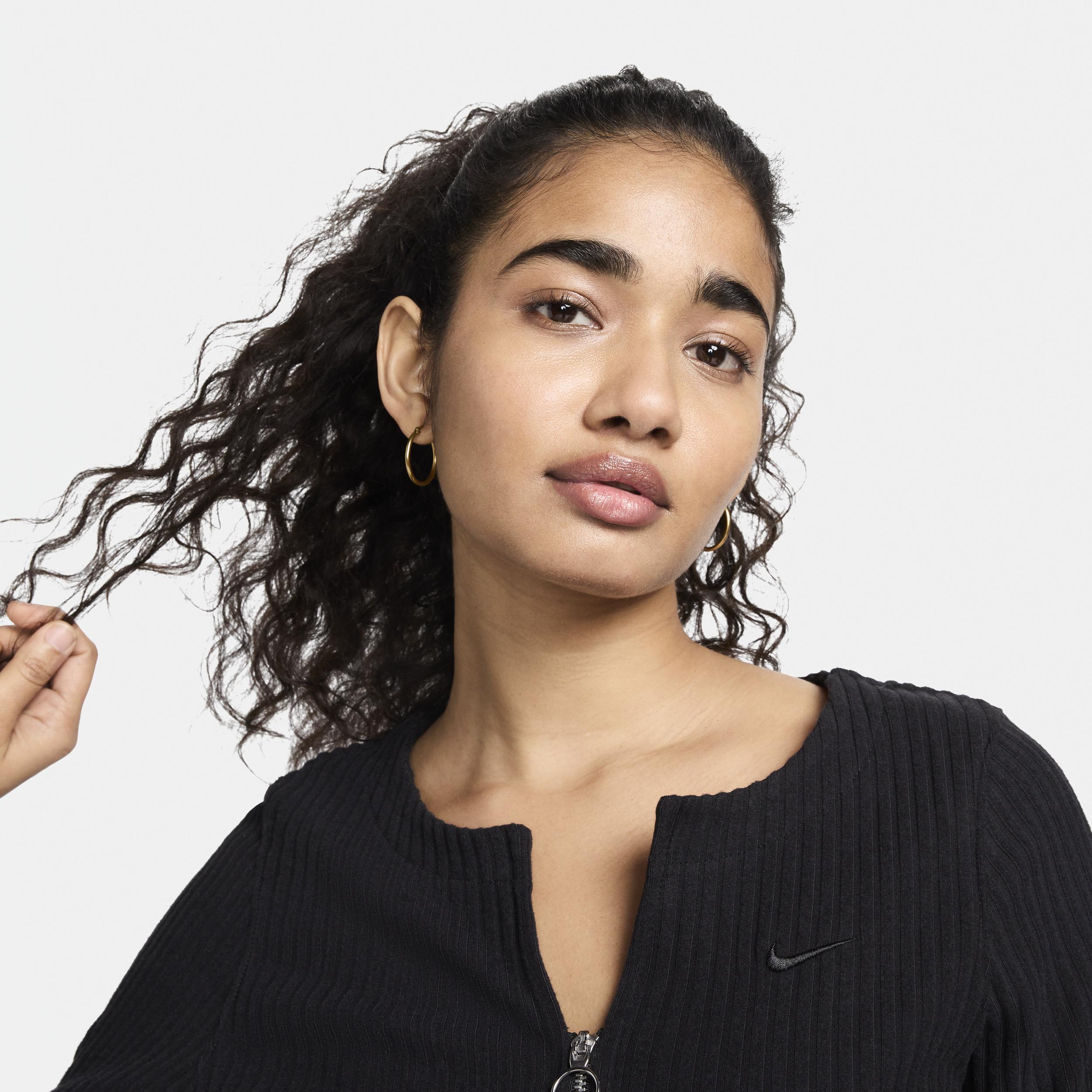 Nike Womens Nike Chill Knit Rib F/Z Cardigan - Womens Black/Black Product Image