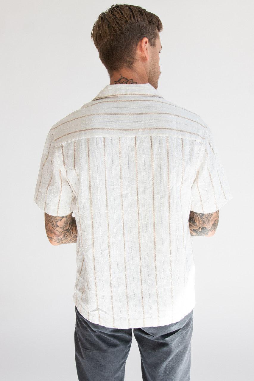 Cream Striped Woven Button Up Shirt Product Image