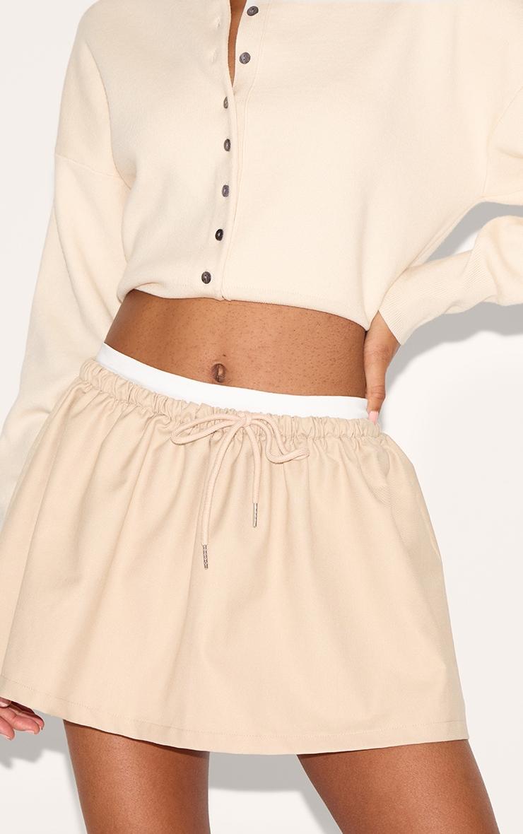 Stone Tailored Woven Boxer Detail Drawstring Mini Skirt Product Image