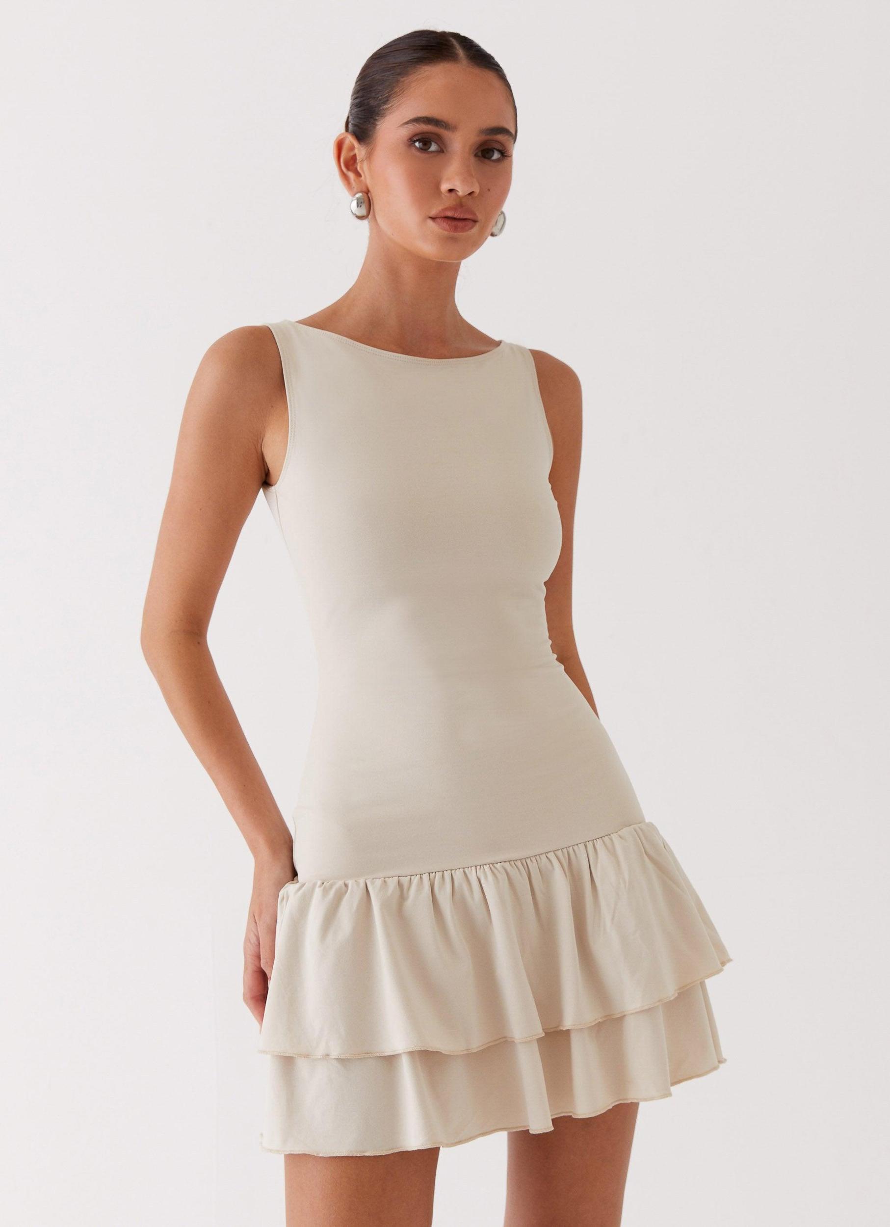Rhiannon Frill Mini Dress - Ivory Product Image