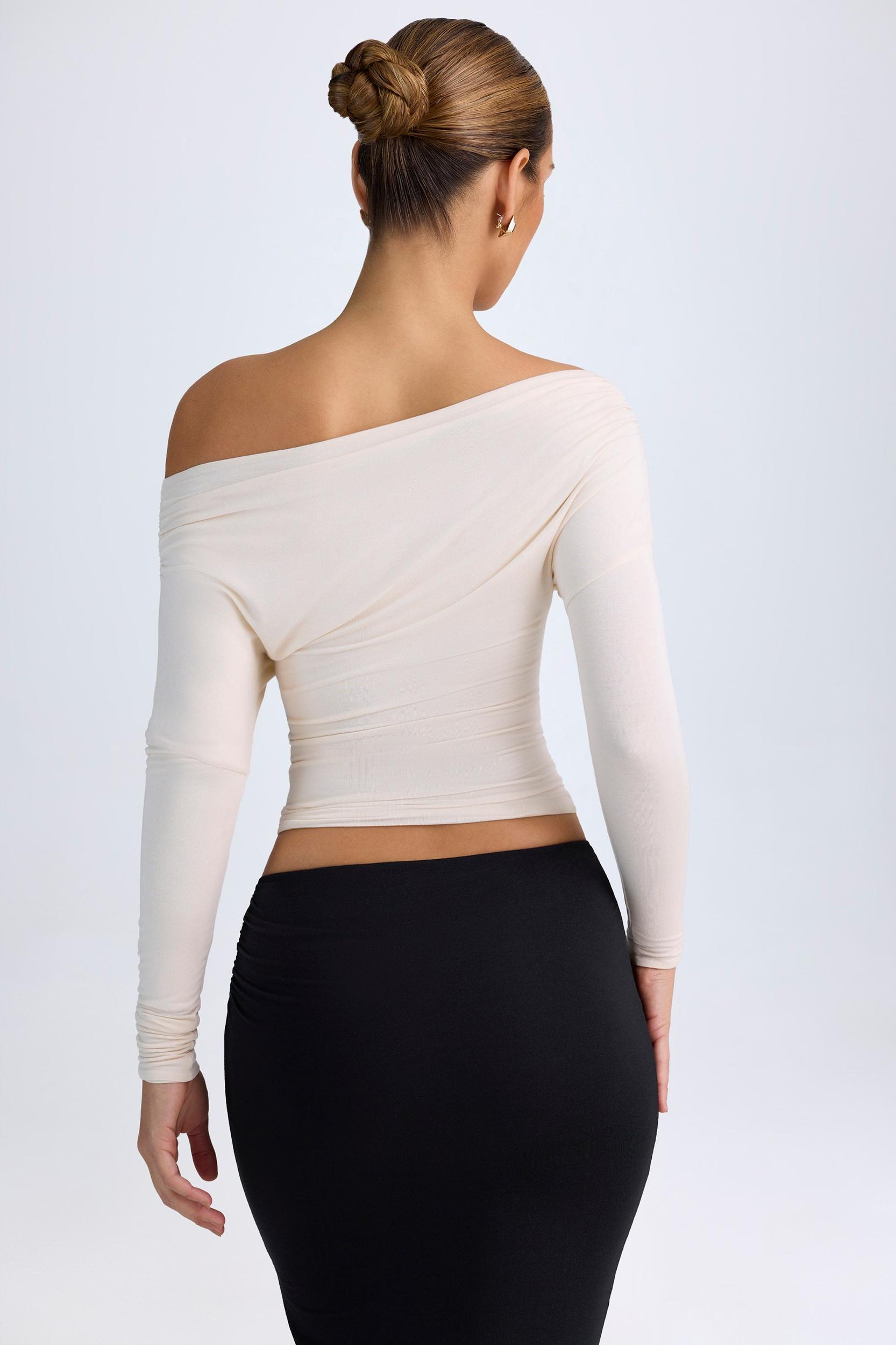 Modal One-Shoulder Ruched Top in Ivory Product Image