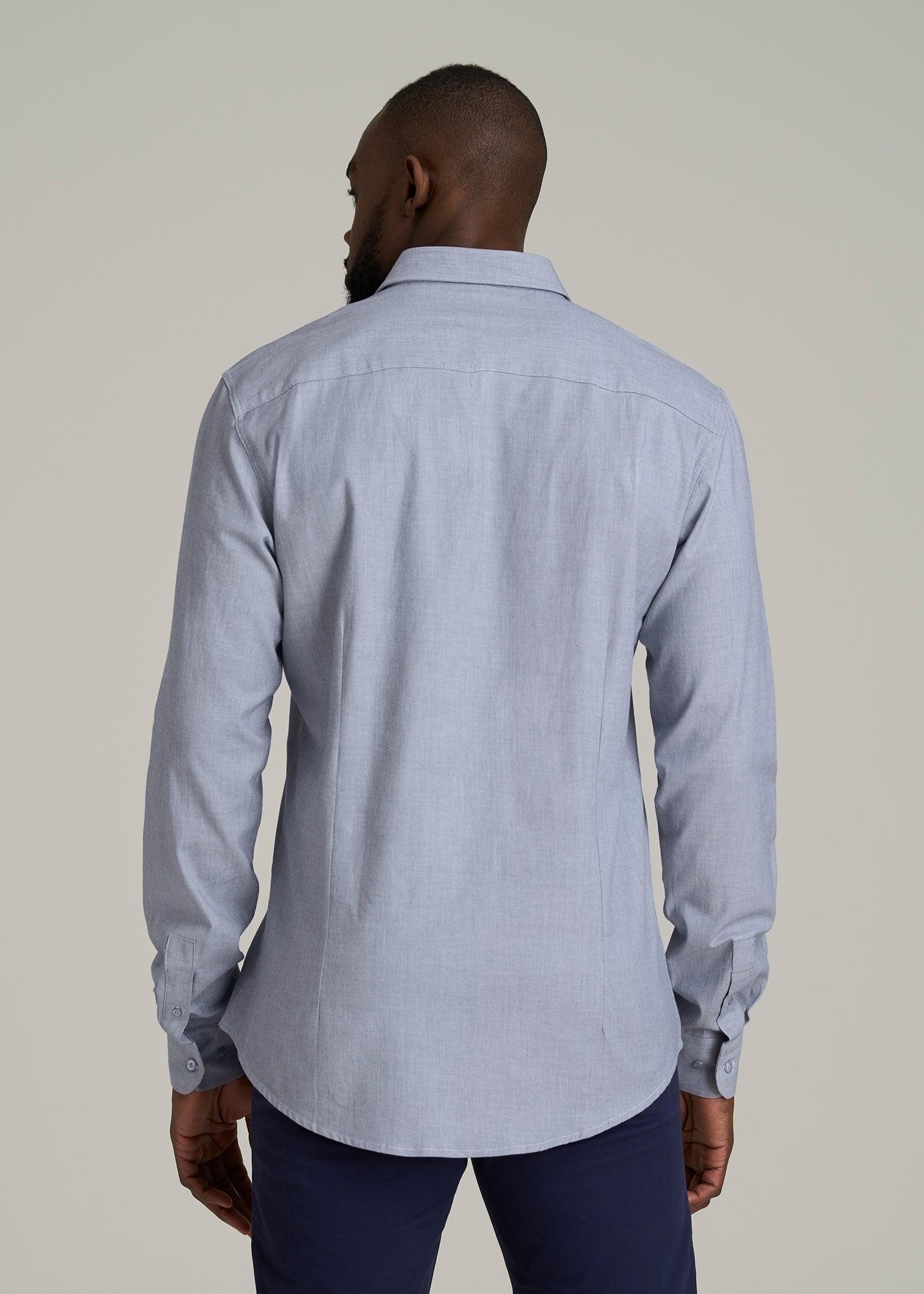 Oskar Button-Up Dress Shirt for Tall Men in Navy Micro Texture Male Product Image