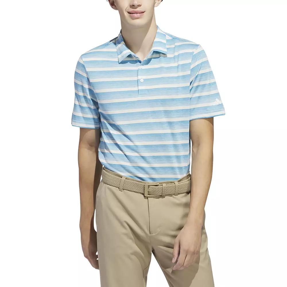 Men's adidas Two Color Stripe Golf Polo, Size: XL, Semi Blue Burst Product Image