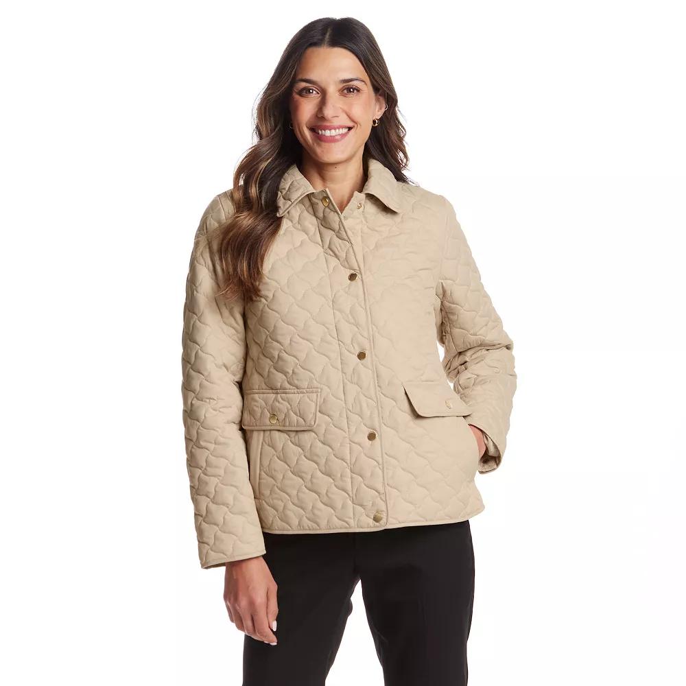 Women's Weathercast Modern Quilted Barn Jacket, Size: Medium, Beige Product Image