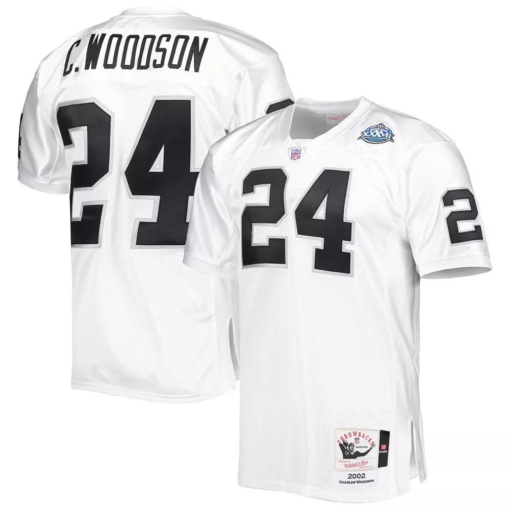 Men's Mitchell & Ness Charles Woodson White Las Vegas Raiders 2002 Super Bowl XXXVII Authentic Retired Player Jersey, Size: 36, Lvr White Product Image
