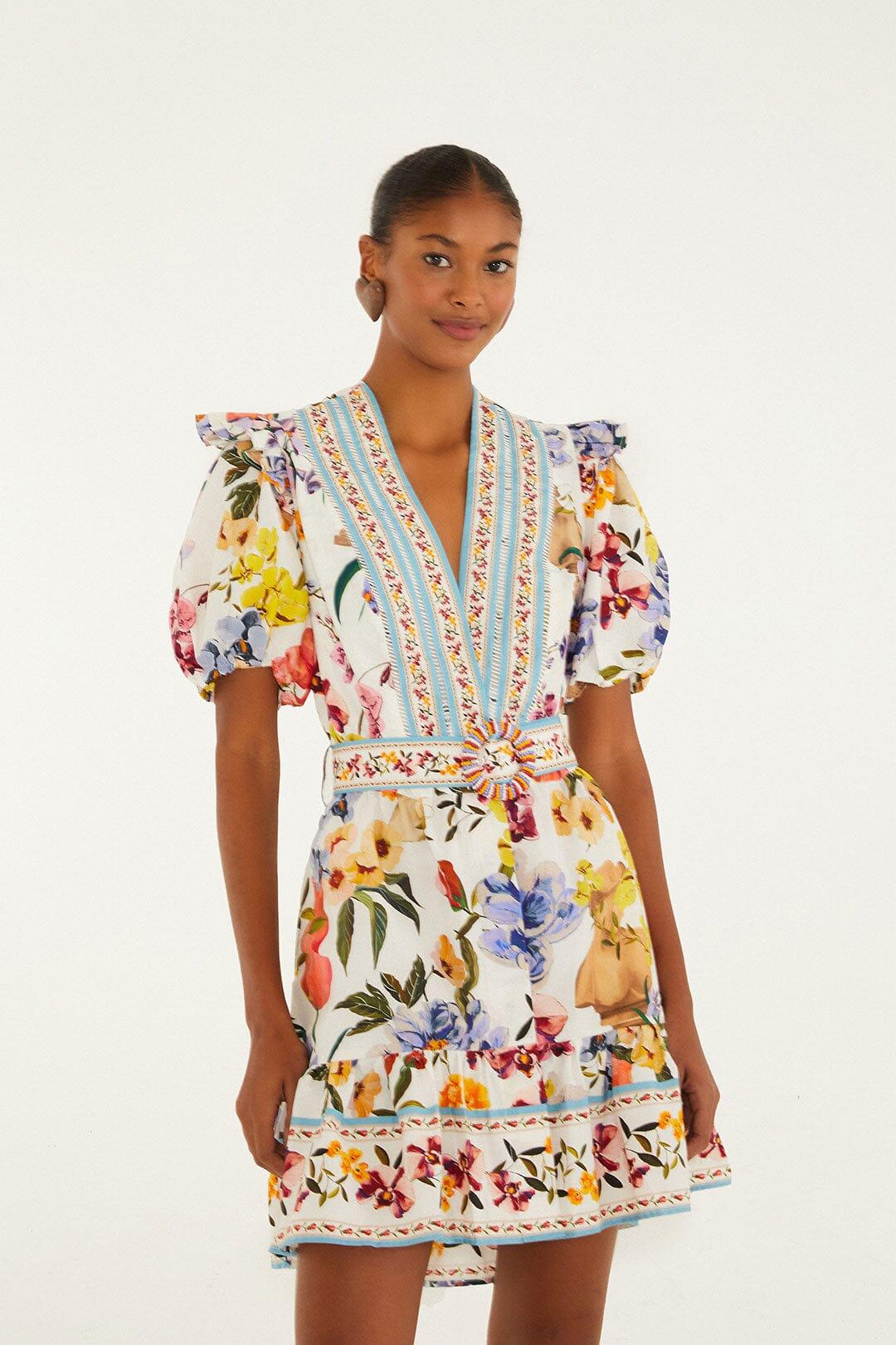 Off-White Greek Garden Organic Cotton Mini Dress Product Image
