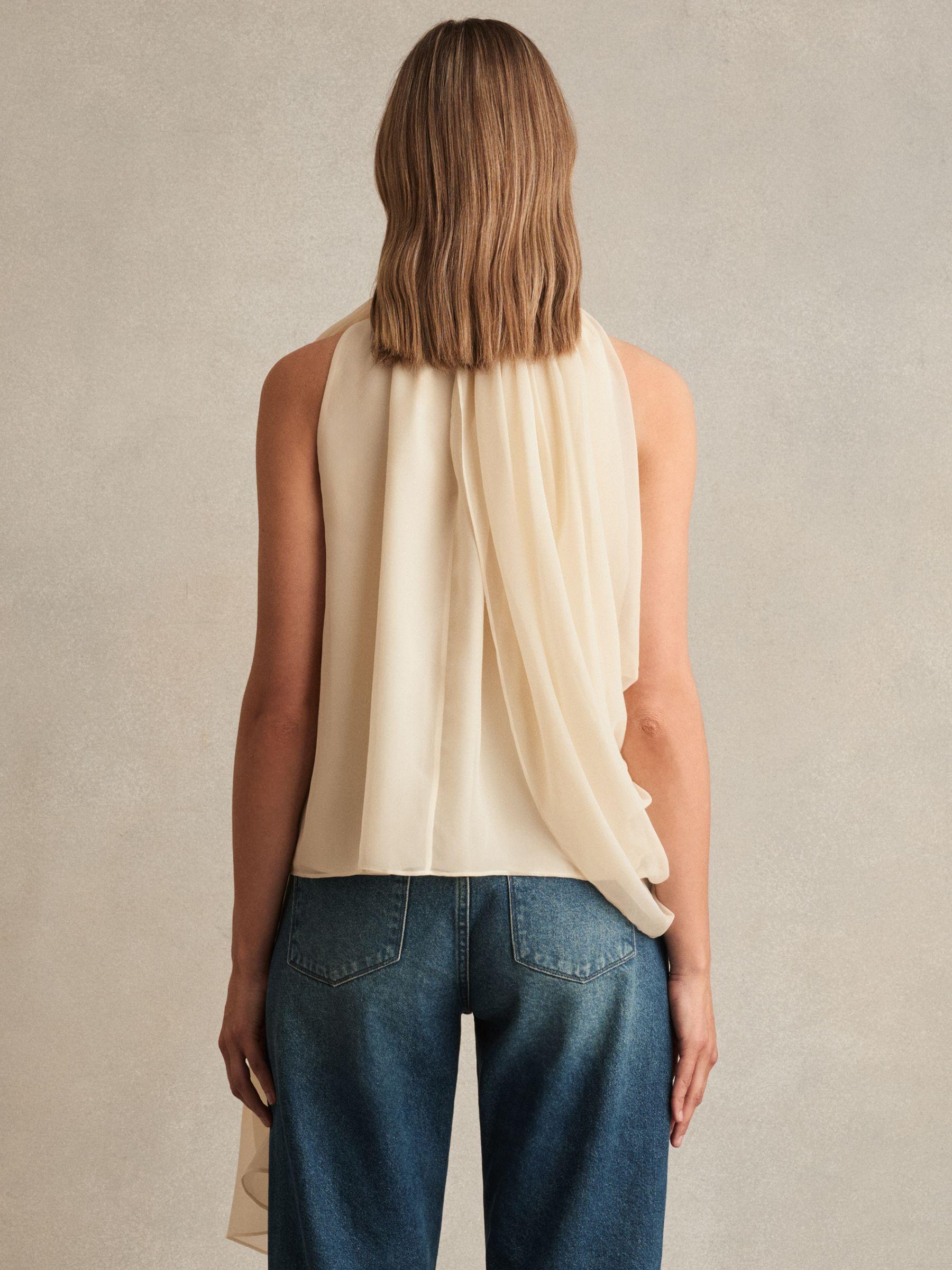 Draped Chiffon Sleeveless Top in Ivory Product Image