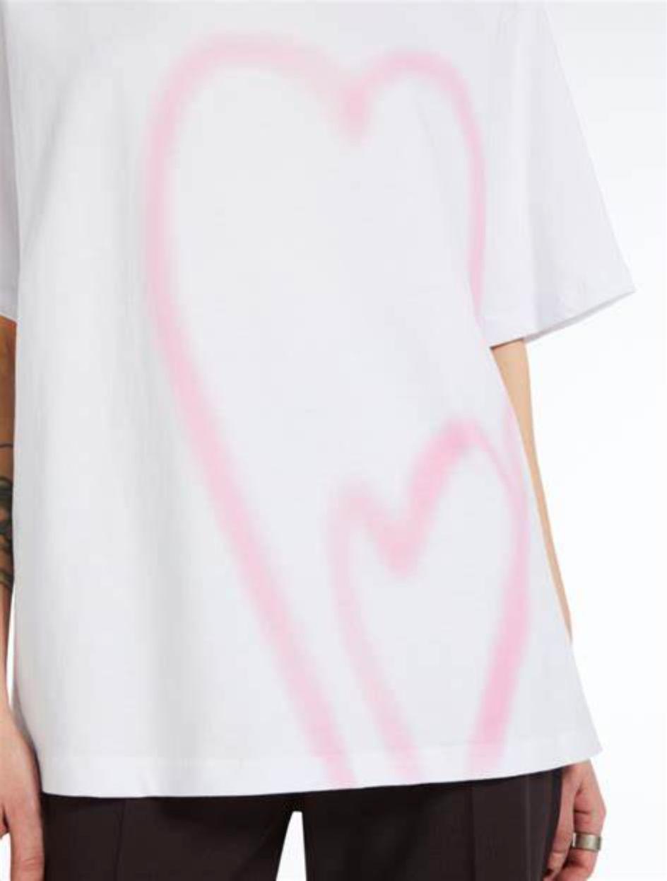 Sportmax Luis Pink Heart Cotton T-shirt Product Image