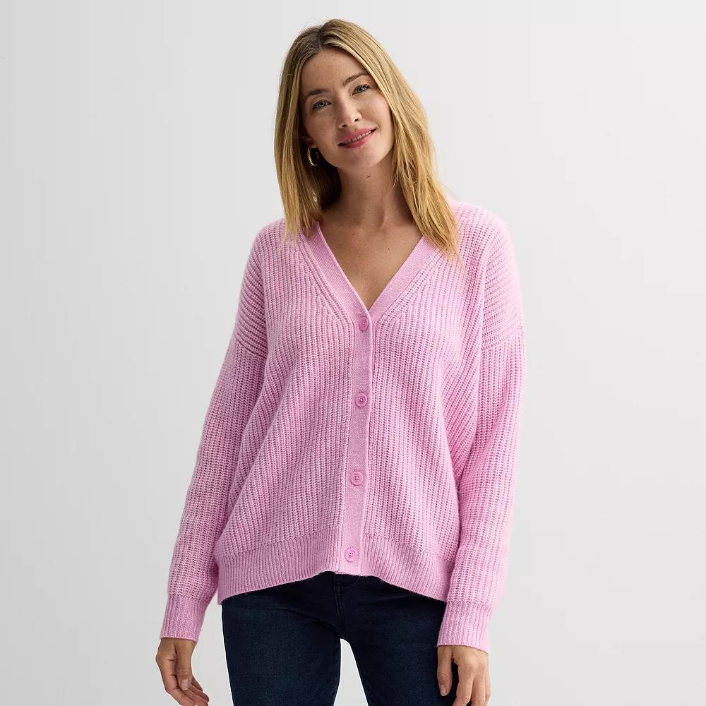 Women's Sonoma Goods For Life® Oversized Boyfriend Cardigan, Size: Medium, Pleasant Pink Product Image