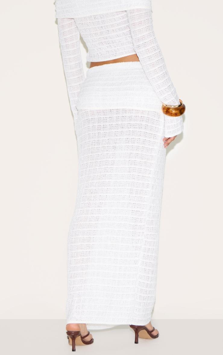 White Fold Over Textured Knit Skirt Product Image