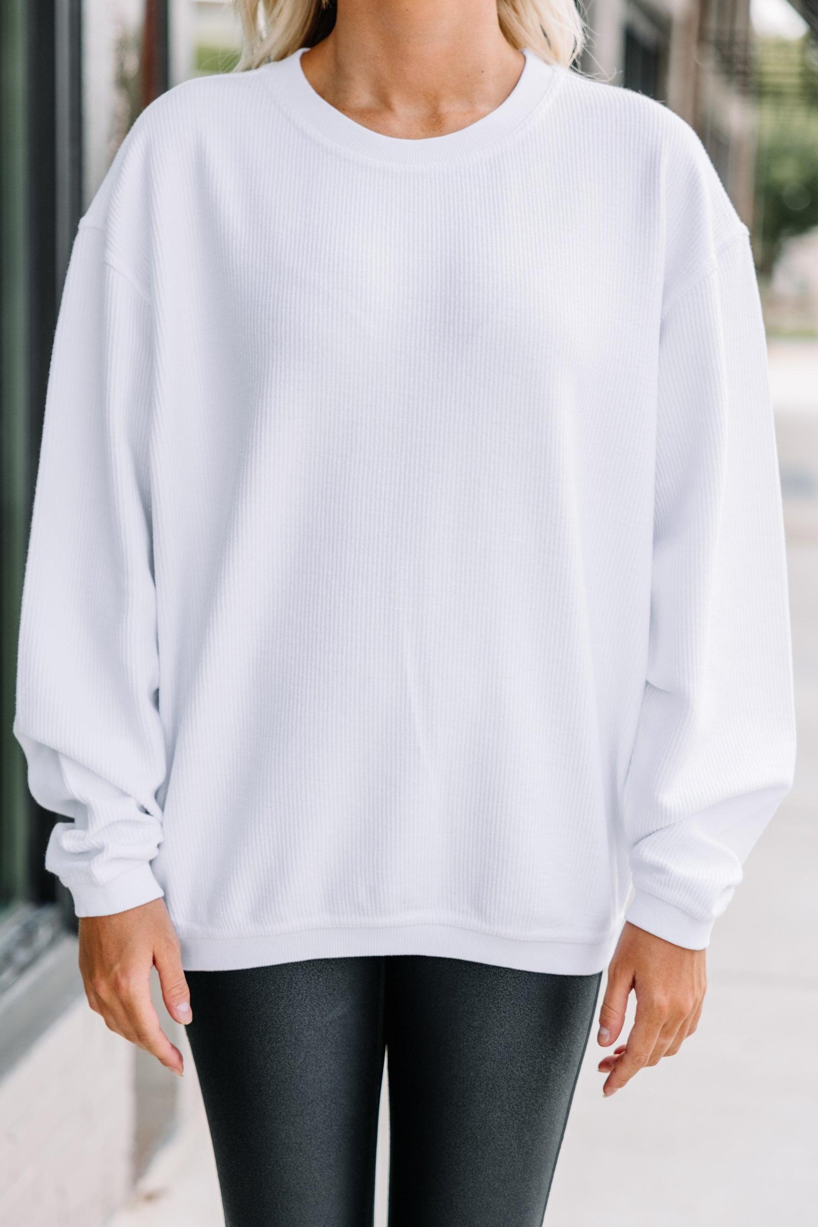 You're So Classic White Corded Sweatshirt Female Product Image